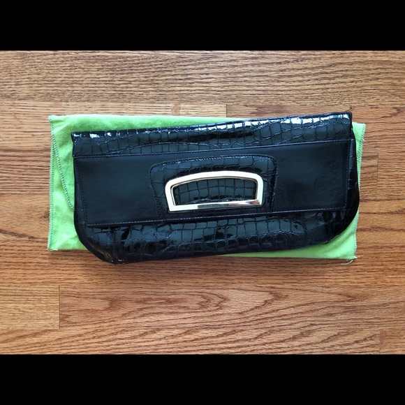 NWOT Patent Leather Snake Fold Over Clutch - Picture 1 of 12